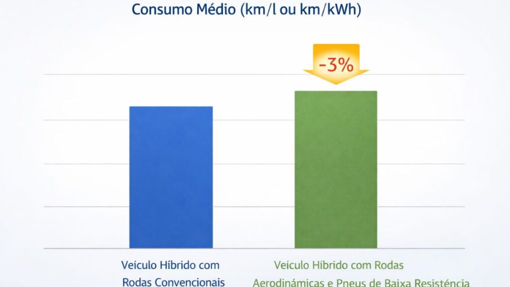 veículo híbrido com rodas convencionais versus veículo híbrido com rodas aerodinâmicas