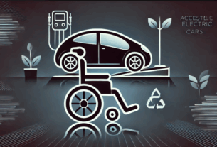 arros eletricos acessiveis para pessoas com mobilidade reduzida como o tema em preto. Ela ilustra a ideia de veiculos modernos e adaptaveis com rampas e controles acessiveis