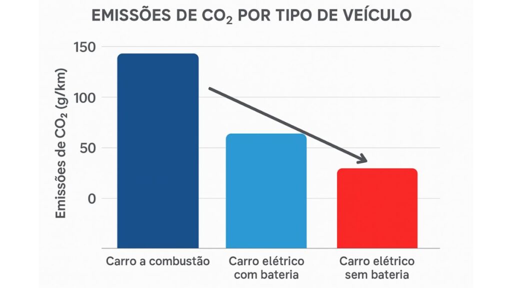 Emissões de CO₂ por Tipo de Veículo com carro elétrico sem bateria